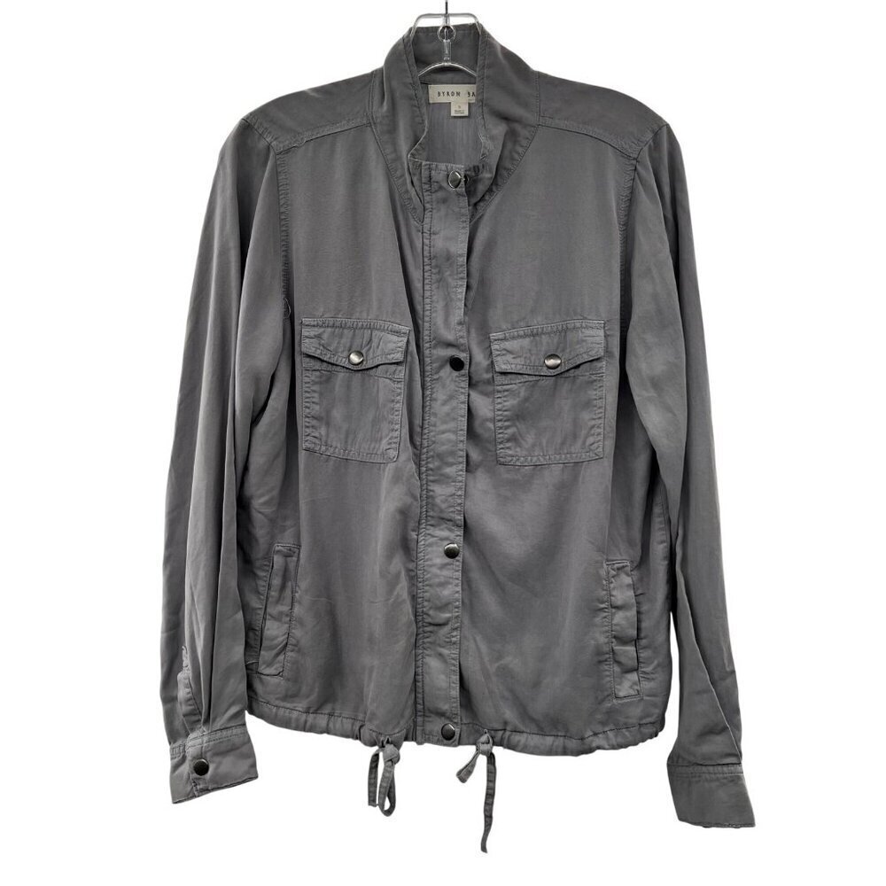 Byron Bay Women's Snap Up Lightweight Jacket Gray Size Small Pockets